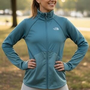 The North Face Womens Blue Zip Up Track Jacket Athletic Full Zip Size M